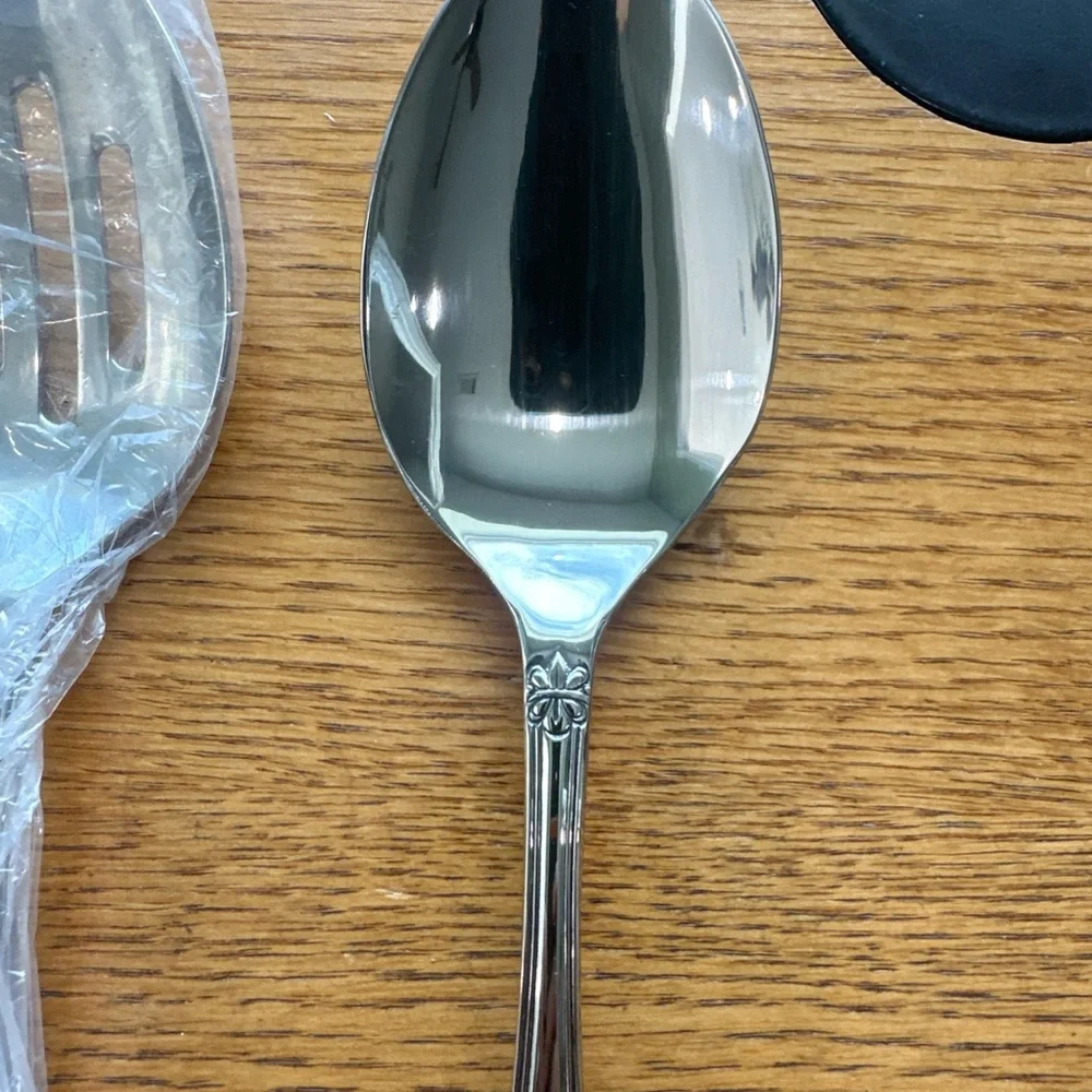 Chris Madden Silver Ornate Stainless Steel Serving Set 5 Piece spoons forks new
